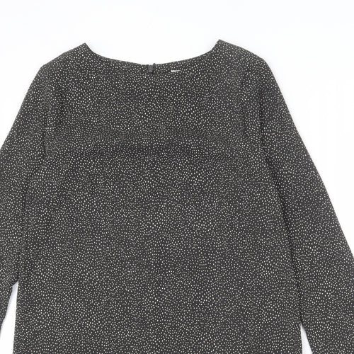 H&M Womens Grey Polka Dot Polyester Sheath Size 6 Round Neck Zip