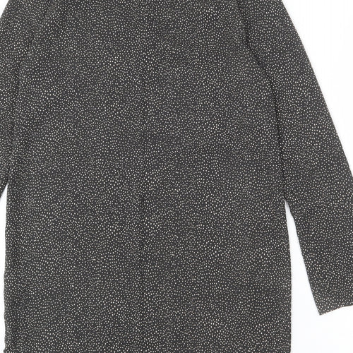 H&M Womens Grey Polka Dot Polyester Sheath Size 6 Round Neck Zip