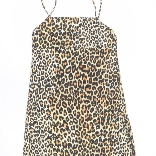 Zara Womens Multicoloured Animal Print Polyester A-Line Size S Square Neck Pullover - Leopard Print