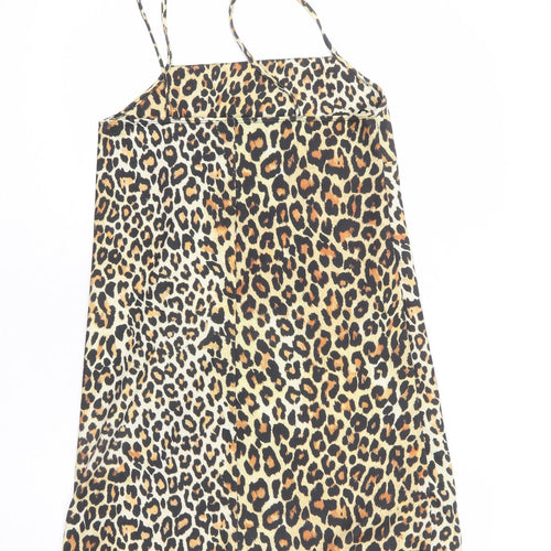 Zara Womens Multicoloured Animal Print Polyester A-Line Size S Square Neck Pullover - Leopard Print