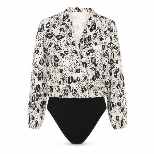 New Look Womens Beige Animal Print Polyester Playsuit One-Piece Size 12 Snap - Leopard Print