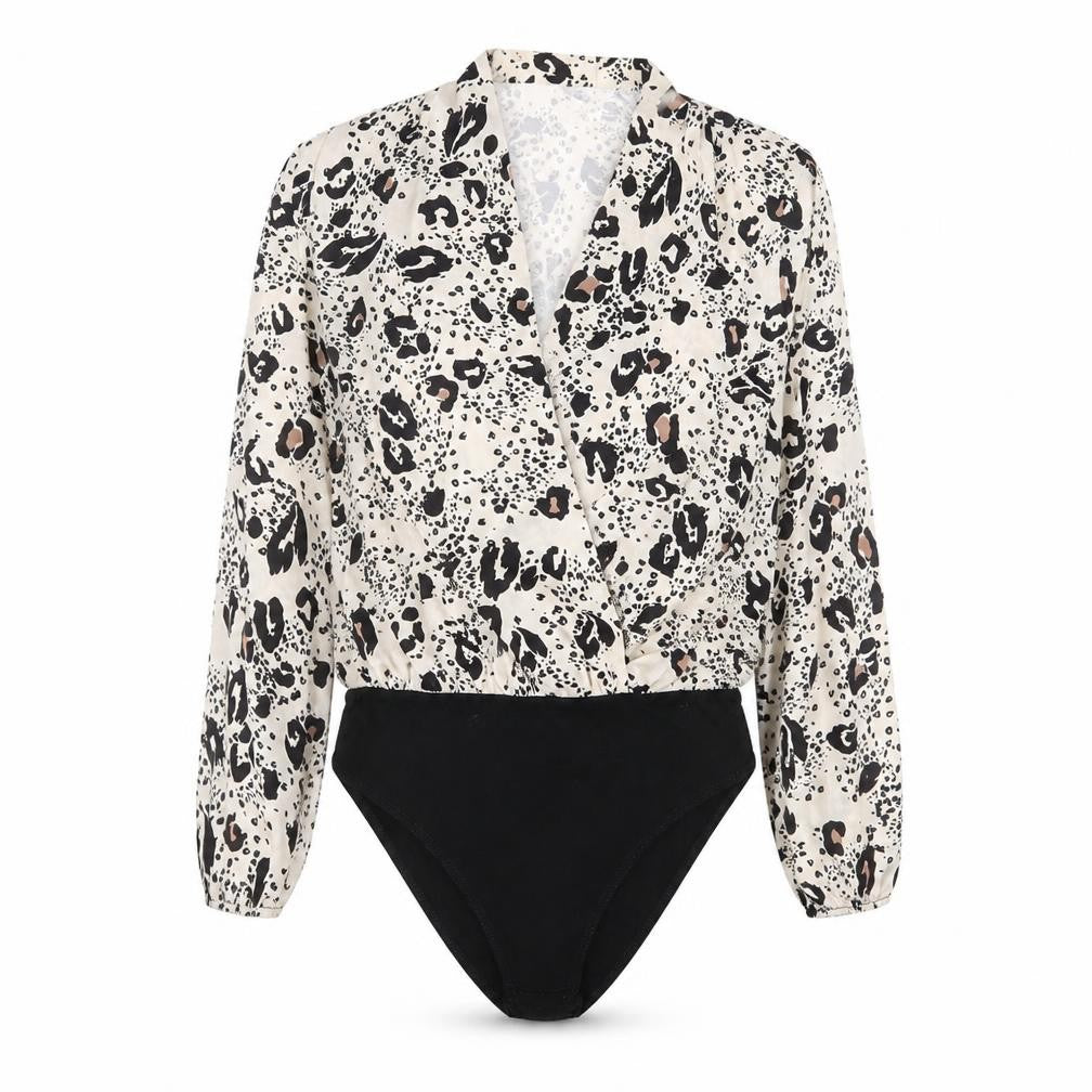 New Look Womens Beige Animal Print Polyester Playsuit One-Piece Size 12 Snap - Leopard Print