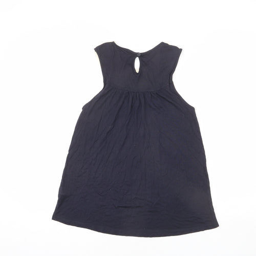 Topshop Womens Blue Modal Basic Tank Size 10 Round Neck - Lace Detail