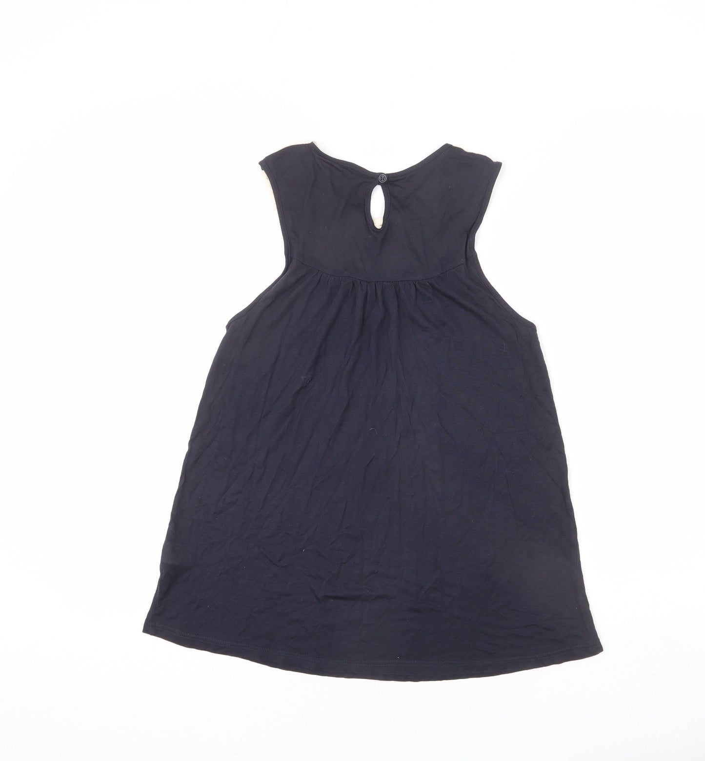 Topshop Womens Blue Modal Basic Tank Size 10 Round Neck - Lace Detail