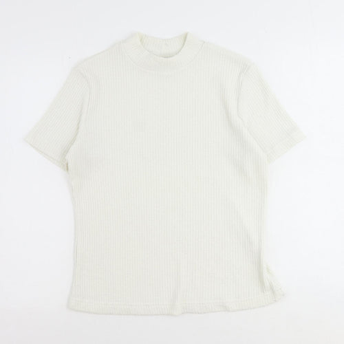 DASH Womens Ivory Mock Neck Polyester Pullover Jumper Size 14