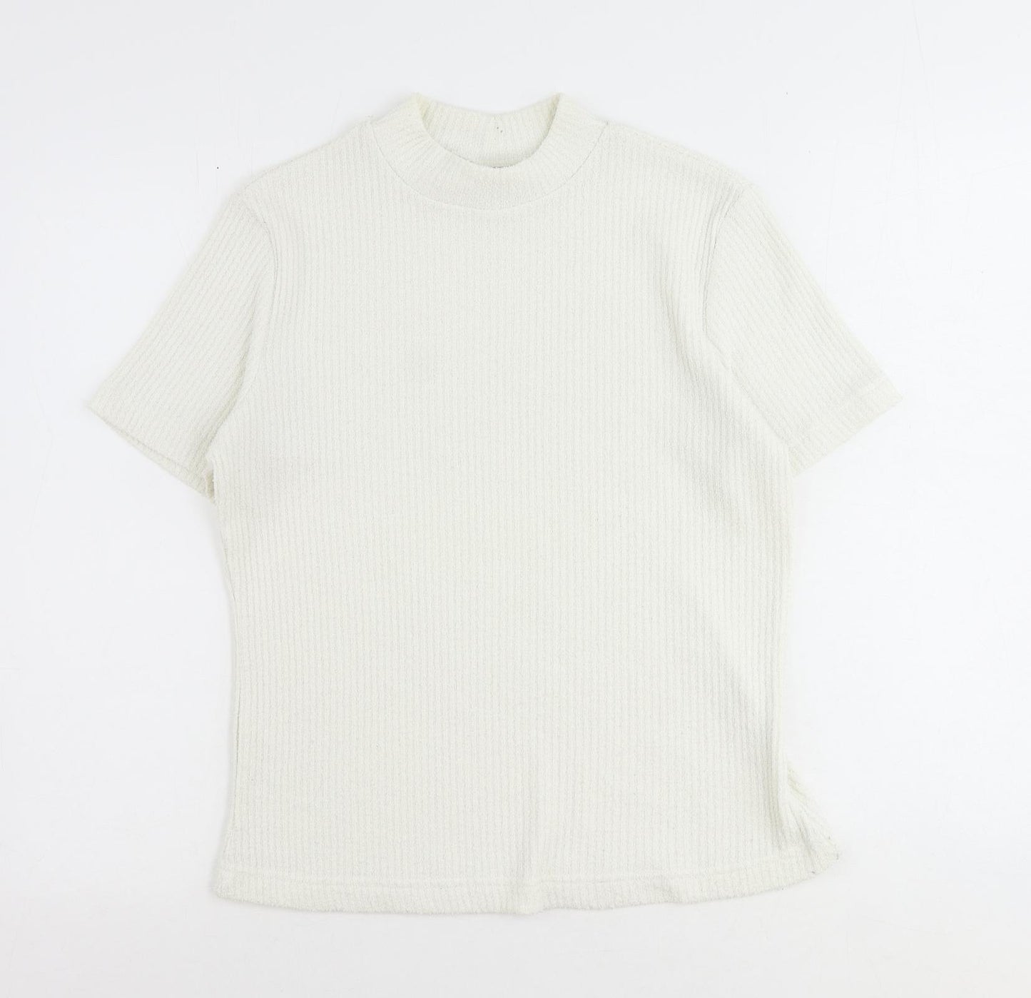 DASH Womens Ivory Mock Neck Polyester Pullover Jumper Size 14