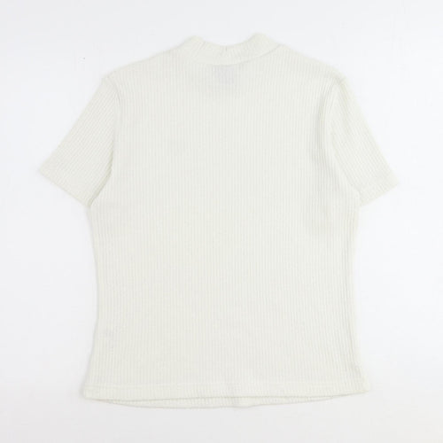 DASH Womens Ivory Mock Neck Polyester Pullover Jumper Size 14