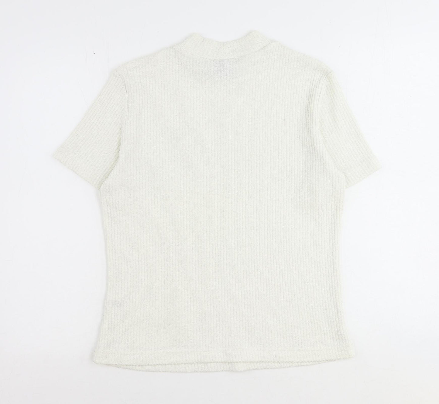 DASH Womens Ivory Mock Neck Polyester Pullover Jumper Size 14