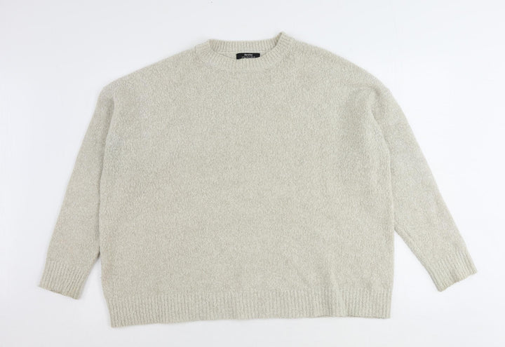 Bershka Womens Beige Mock Neck Acrylic Pullover Jumper Size M