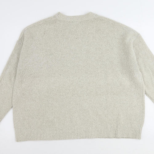 Bershka Womens Beige Mock Neck Acrylic Pullover Jumper Size M