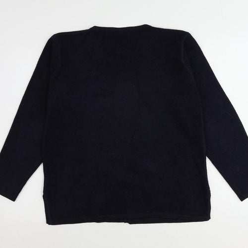 Avant Garde Womens Blue Round Neck Acrylic Cardigan Jumper Size S - Size S-M
