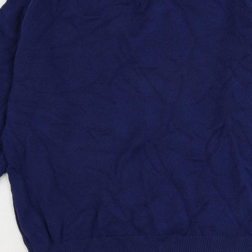 BHS Mens Blue V-Neck Acrylic Pullover Jumper Size L Long Sleeve