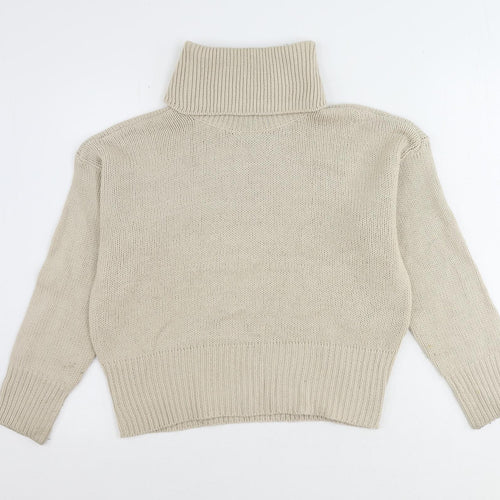 Only Womens Beige Roll Neck Acrylic Pullover Jumper Size M