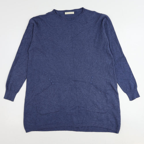 E-Woman Womens Blue Round Neck Polyamide Pullover Jumper Size S - Size S-M