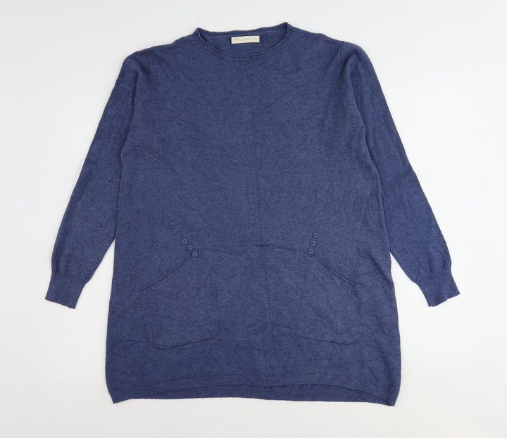 E-Woman Womens Blue Round Neck Polyamide Pullover Jumper Size S - Size S-M