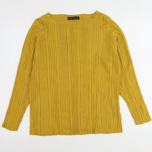 Marks and Spencer Womens Yellow Round Neck Viscose Pullover Jumper Size 22