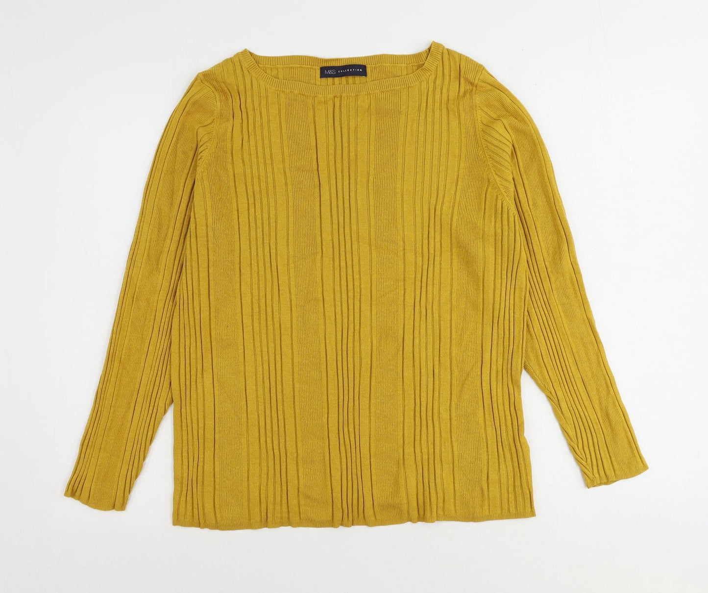 Marks and Spencer Womens Yellow Round Neck Viscose Pullover Jumper Size 22