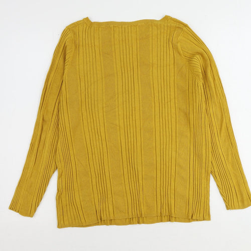 Marks and Spencer Womens Yellow Round Neck Viscose Pullover Jumper Size 22