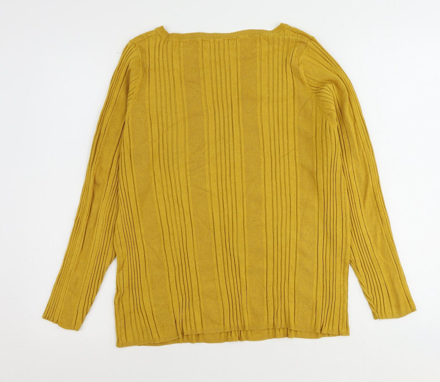Marks and Spencer Womens Yellow Round Neck Viscose Pullover Jumper Size 22