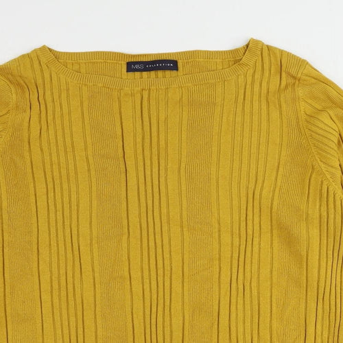 Marks and Spencer Womens Yellow Round Neck Viscose Pullover Jumper Size 22