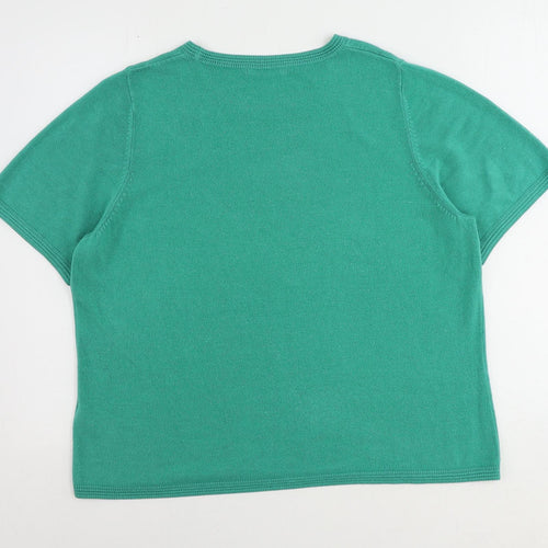 Classic Womens Green Round Neck Acrylic Pullover Jumper Size 18