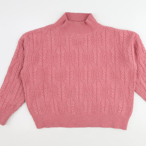 Warehouse Womens Pink High Neck Polyester Pullover Jumper Size M