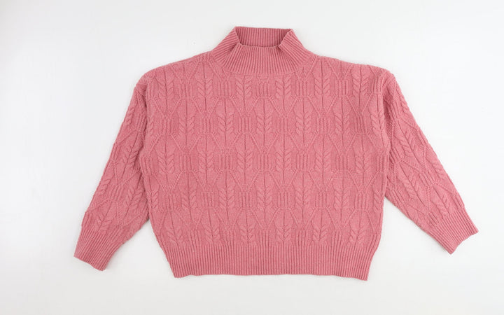Warehouse Womens Pink High Neck Polyester Pullover Jumper Size M