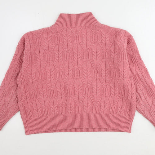 Warehouse Womens Pink High Neck Polyester Pullover Jumper Size M