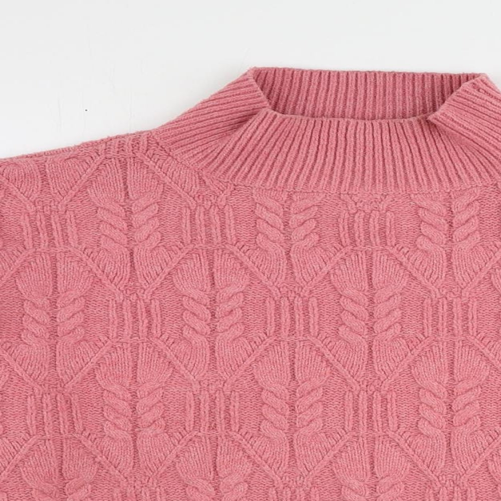 Warehouse Womens Pink High Neck Polyester Pullover Jumper Size M