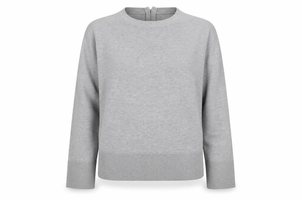 Front view of H&M women’s grey round neck polyester jumper, size L