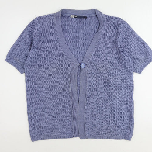 EWM Womens Blue V-Neck Acrylic Cardigan Jumper Size 14 - Size 14-16