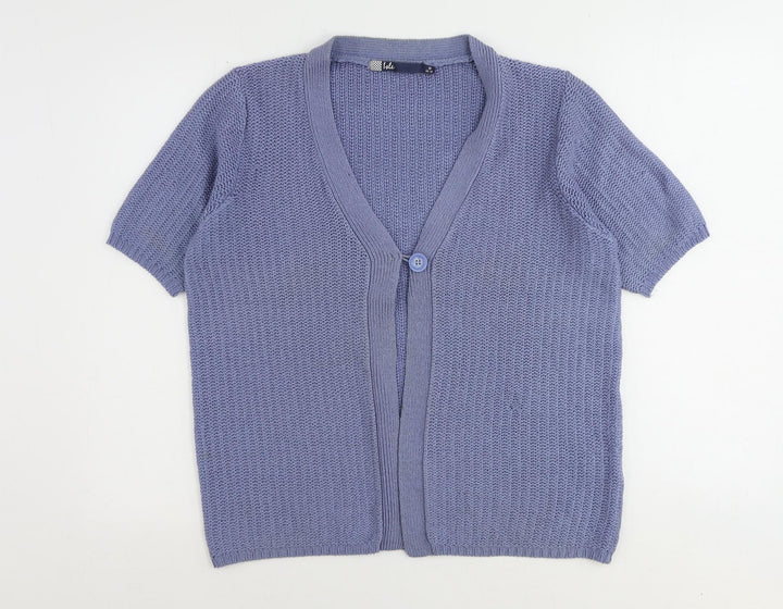 EWM Womens Blue V-Neck Acrylic Cardigan Jumper Size 14 - Size 14-16