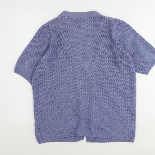 EWM Womens Blue V-Neck Acrylic Cardigan Jumper Size 14 - Size 14-16