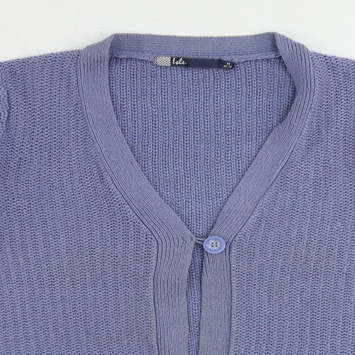 EWM Womens Blue V-Neck Acrylic Cardigan Jumper Size 14 - Size 14-16