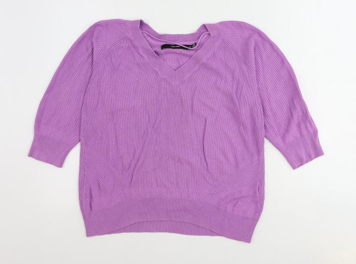 VERO MODA Womens Purple Round Neck Viscose Pullover Jumper Size M