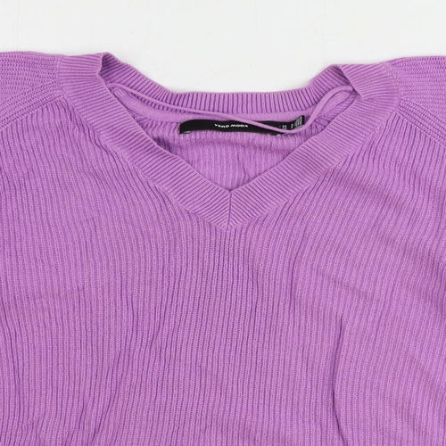 VERO MODA Womens Purple Round Neck Viscose Pullover Jumper Size M