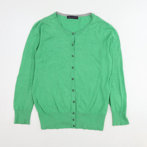 Marks and Spencer Womens Green Round Neck Viscose Cardigan Jumper Size 10