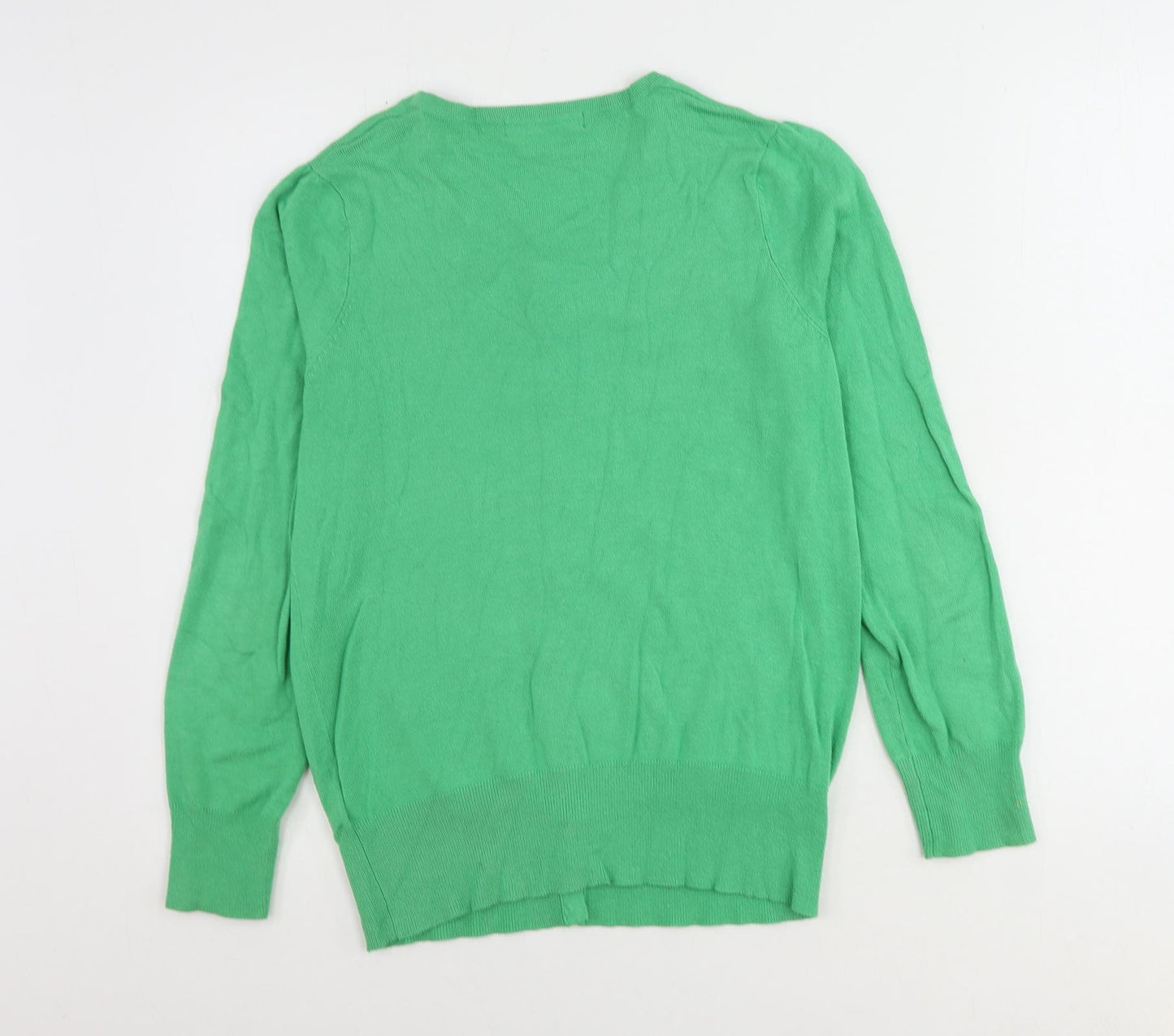 Marks and Spencer Womens Green Round Neck Viscose Cardigan Jumper Size 10