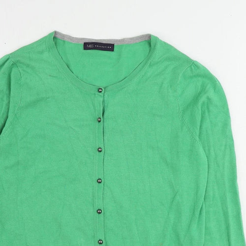 Marks and Spencer Womens Green Round Neck Viscose Cardigan Jumper Size 10