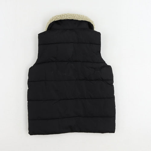 NEXT Girls Black Gilet Jacket Size 2-3 Years Zip - Fleece Trim