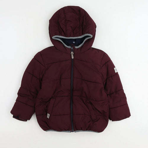 NEXT Girls Red Puffer Jacket Coat Size 2-3 Years Zip