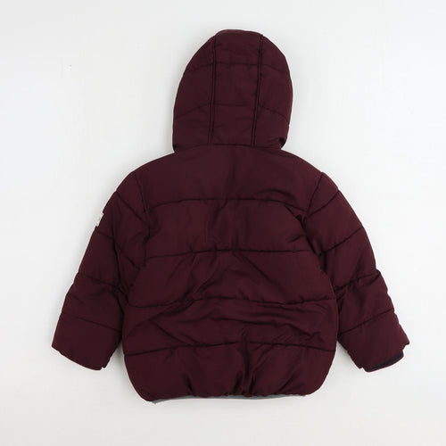 NEXT Girls Red Puffer Jacket Coat Size 2-3 Years Zip