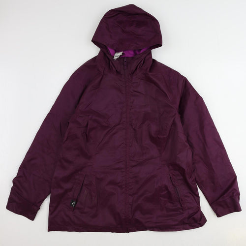 DECATHLON Womens Purple Rain Coat Coat Size XL Zip