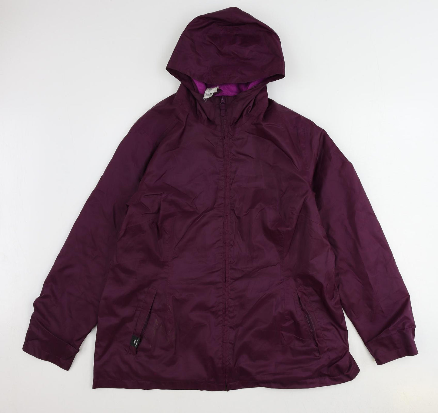 DECATHLON Womens Purple Rain Coat Coat Size XL Zip