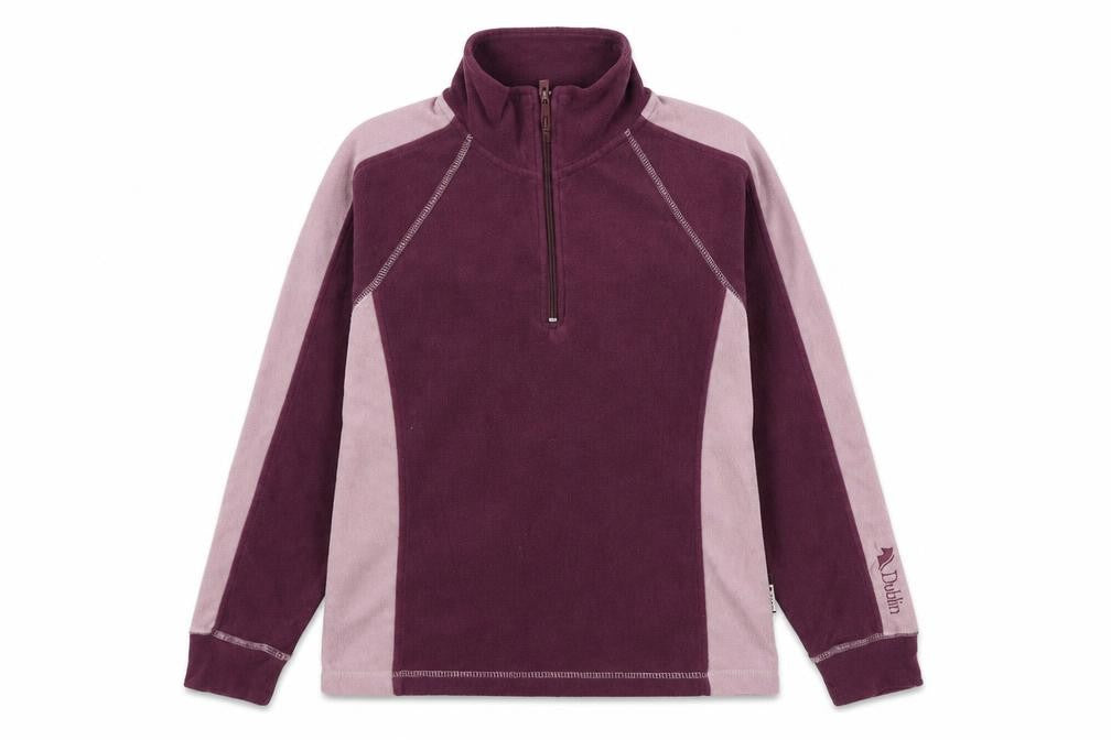 Front view of Dublin women’s purple polyester pullover sweatshirt, size M, zip - quarter-zip