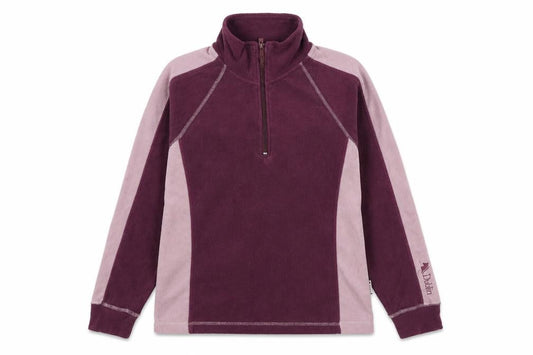 Front view of Dublin women’s purple polyester pullover sweatshirt, size M, zip - quarter-zip