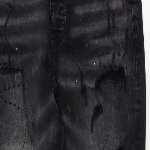 Lorenzo Veratti Mens Black Cotton Skinny Jeans Size 32 in L29 in Regular Zip - Splatter