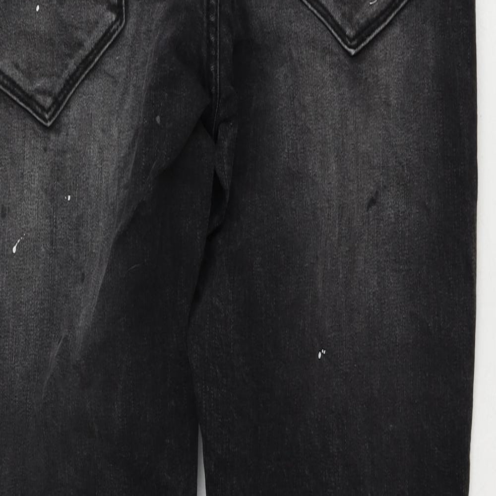 Lorenzo Veratti Mens Black Cotton Skinny Jeans Size 32 in L29 in Regular Zip - Splatter