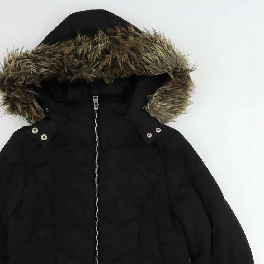 New Look Girls Black Parka Coat Size 12-13 Years Zip