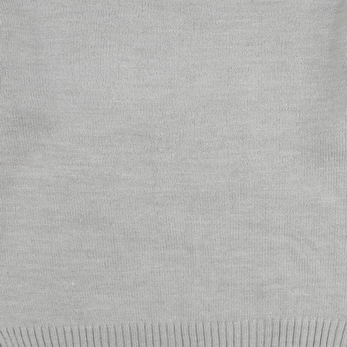 H&M Womens Grey Round Neck Acrylic Pullover Jumper Size XS - Santa Claus Slogan